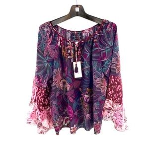 Johnny Was Toledo Silk Floral Blouse